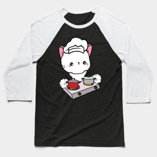 Funny White Cat is cooking Baseball T-Shirt